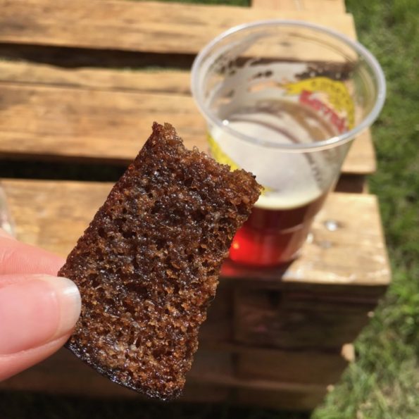 Rye bread toast and a glass of beer